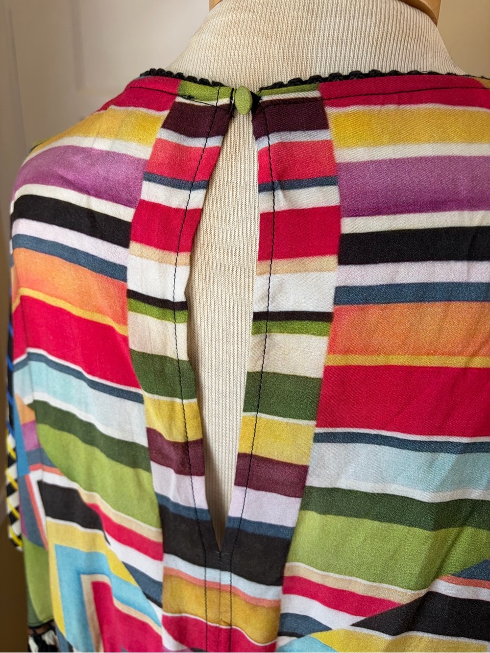 Anthropologie Colorful Geometric & Striped Short Sleeve Mini Dress - Picture 4 of 7
